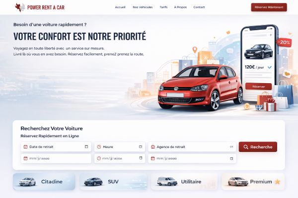Car rental platform interface with vehicle booking and reservation system